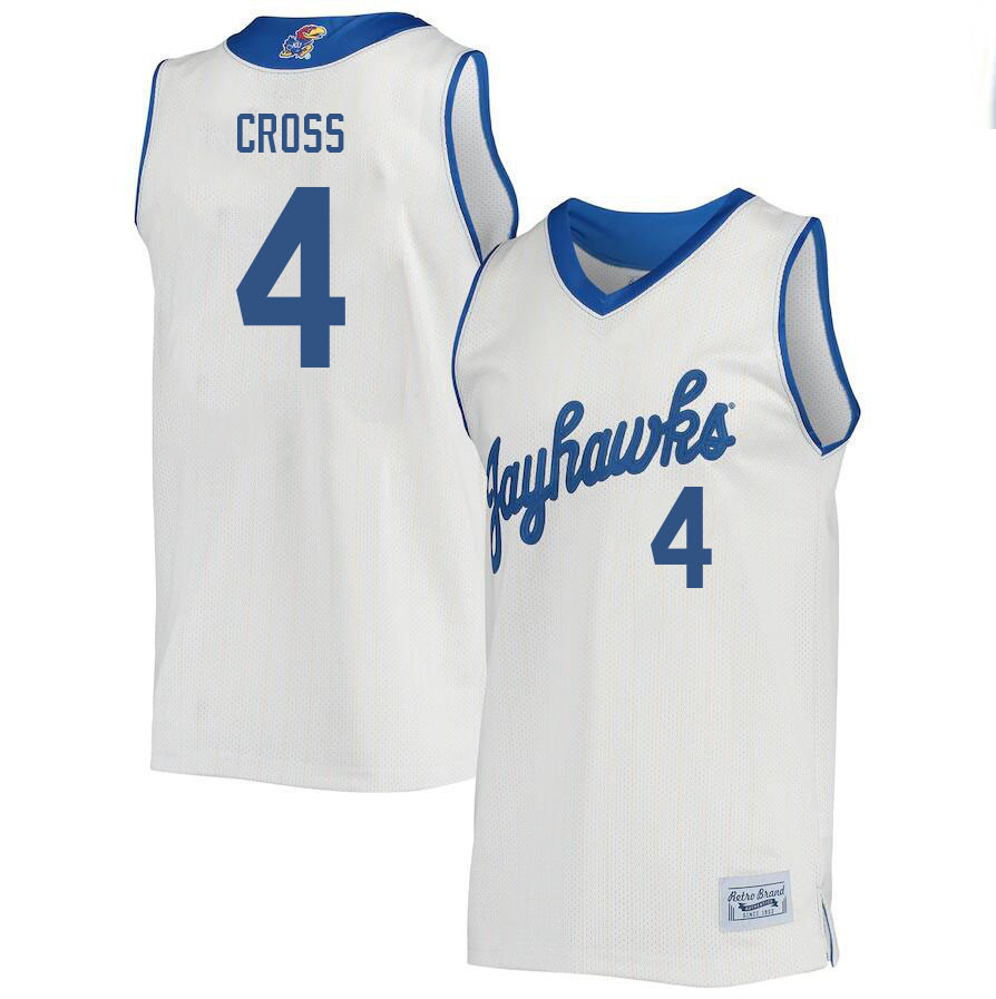 Men #4 Justin Cross Kansas Jayhawks College Basketball Jerseys Stitched Sale-Retro - Click Image to Close